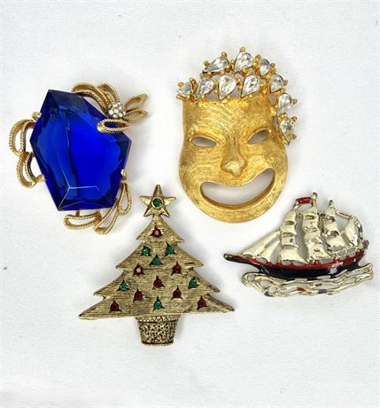 4 Vintage Brooches - Capri, KOH