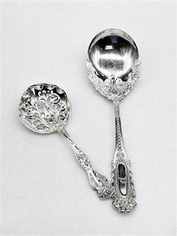 STERLING ~ Rococo Style Serving Spoon & Bon Bon Spoon