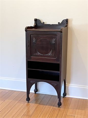 Mahogany Music Cabinet On Casters