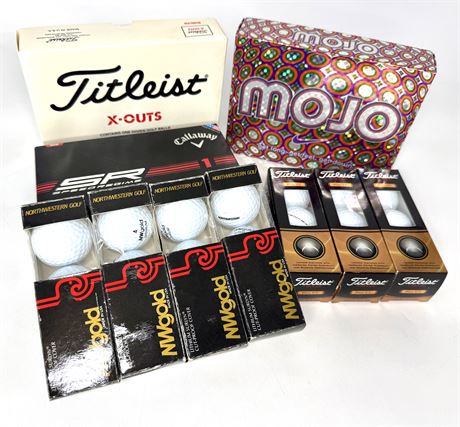 New Golf Ball Lot - Titleist, NMgold, Callaway, Nike - 57 Total