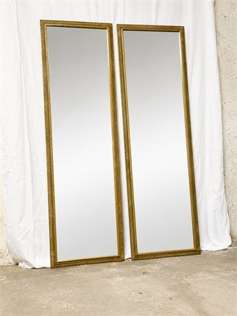 Pair of Tall and Narrow Gold~Gilt Mirrors