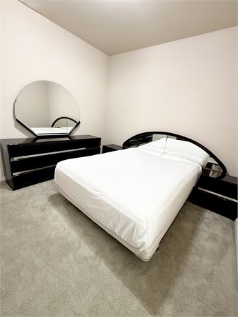 Art Deco Black Lacquer 4-Piece Queen/ Full Bedroom Set