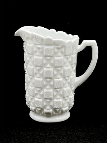 WESTMORELAND ~ Old Quilt ~ Milk Glass Pint Pitcher