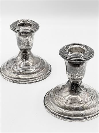 REED & BARTON ~ Pair (2) ~ Sterling Silver Weighted Candle Holders