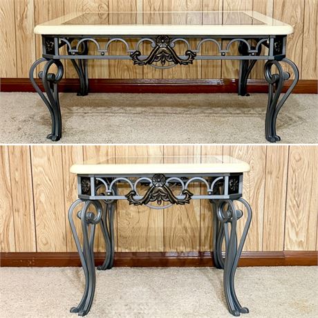 Metal & Faux Marble Table Set Of (2)