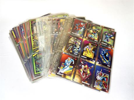 Lot of Marvel Trading Cards in Protective Sleeves