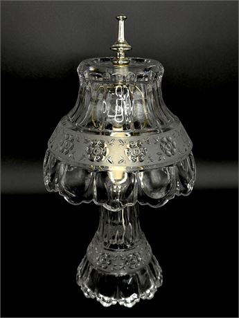 Vintage Etched Flower Cut Glass Lamp