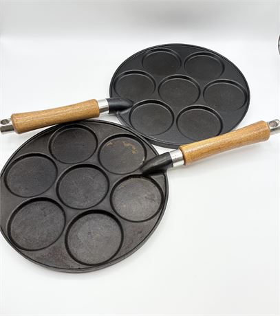 NORDIC WARE ~ Pair of (2) Pro Cast Silver Dollar Pancake Griddle Pan