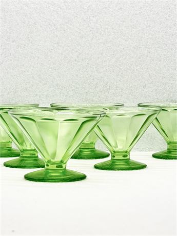 FEDERAL GLASS ~ FEG6 ~ Low Sherbet Set Of 6 ~ Uranium