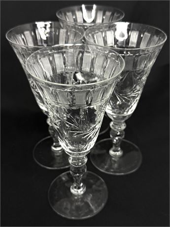 Set of 4 Coronet by Hawkes Cut Crystal Water Goblets