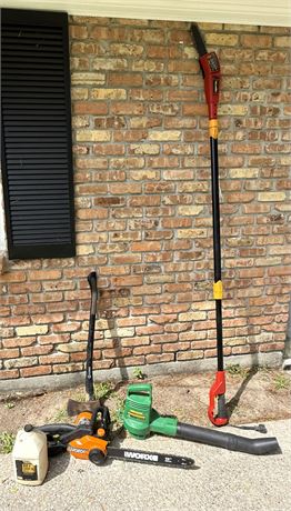Electric Outdoor Tool Lot - Chain Saw, Pole Saw, Blower