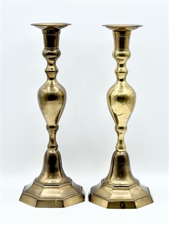Pair (2) ~ 12” Solid Brass Candlestick Holders