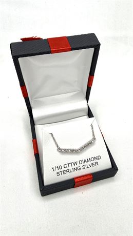 18” Sterling Silver Necklace with 1/10 CTTW Diamond
