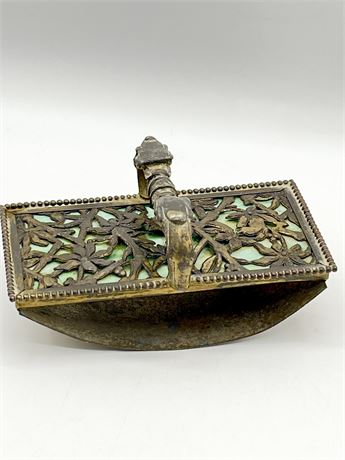 APOLLO STUDIOS NY ~ Bronze & Green Slag Glass Rocker Blotter