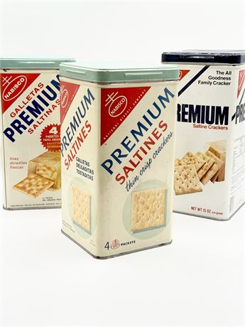 NABISCO ~ Vtg. Premium Saltine Crackers Tins Set Of (3)