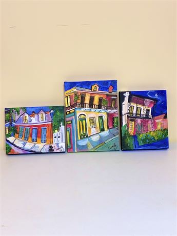 3 Original Oil On Canvas Paintings By C Dougherty ~ Style of James Michalopoulos