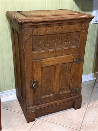 Antique Lift Top Oak Ice Box