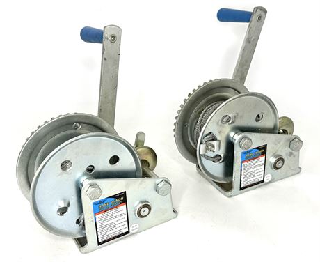 Set of 2 New Hand Winches - 1000 lb Capacity