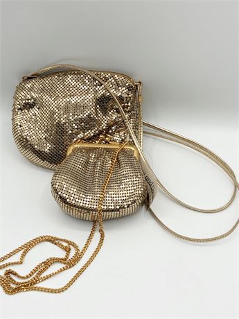 WHITING & DAVIS ~ Set of 2 Gold Metal Mesh Evenings Bags