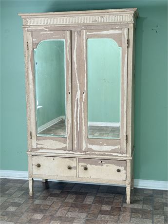 J.P. SCHAEFFER FURNITURE ~ Solid Wood Beveled Mirrored Wardrobe