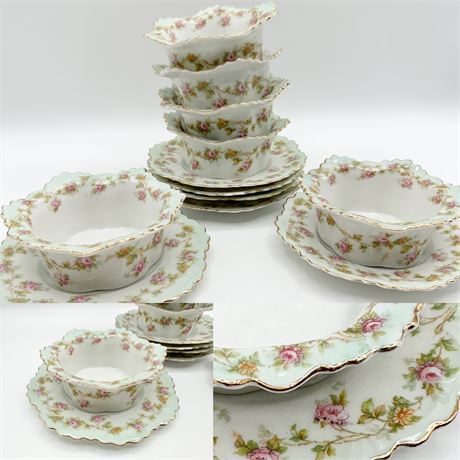 1884-1909 ~ Moritz Zdekauer Austria Floral Porcelain Ramekins - Set of 6