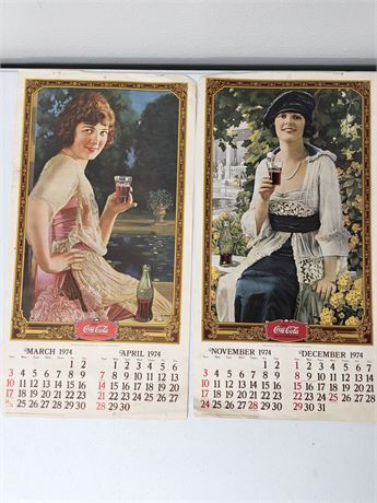 Coca Cola ~ Vintage 1974 Reproduction Calendars ~ Set of 2