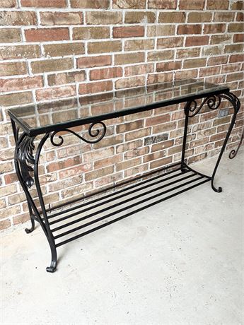 Metal & Glass Top Console Table