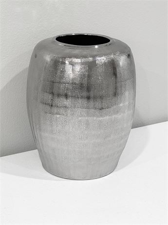 Textured Silver Ceramic Ginger Jar Vase