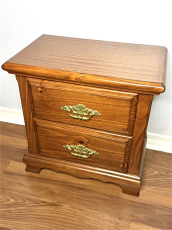Pine Side Table Night Stand with 2 Drawers