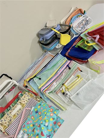 Lot of 60 Zippered Bags / Pouches