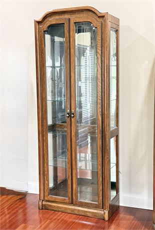 Solid Wood Mirrored Lighted China Hutch