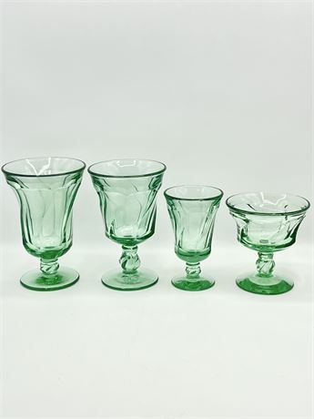 FOSTORIA ~ Jamestown Green ~ 4 Piece Service For 6 ~ 24 Pieces Total