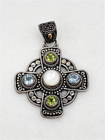 STERLING/18K ~ Suarti Bali ~ Celtic Cross Style Pendant