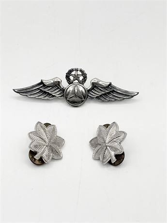 STERLING ~ GEMSCO ~ US Civil Air Patrol Command Pilot Wings & Rank Insignia Pins