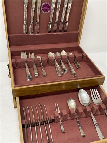 STERLING ~ REED & BARTON ~ Classic Rose ~ 9Pc Serving For 6 ~ 59 Total Pcs