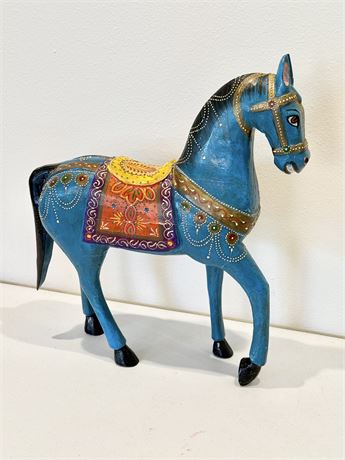 Hand Painted Carved Wood Horse