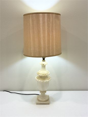 Italian Carved Alabaster Table Lamp .