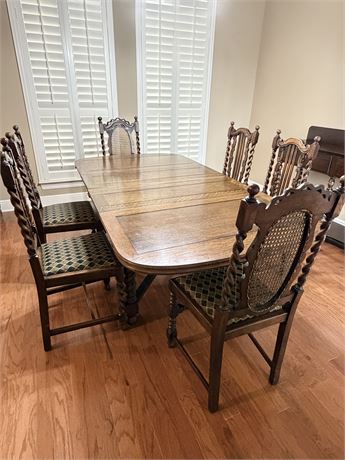 Solid Oak Barley Twist 7 Piece Dining Room Set