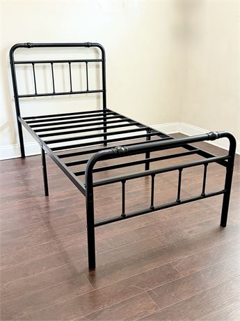 Simple Black Twin Metal Bed