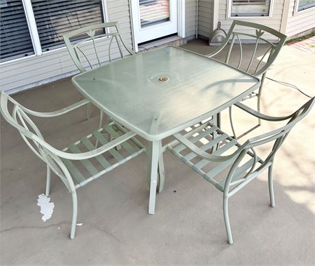 Metal & Glass Outdoor Dining Set