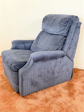 BARCALOUNGER ~ Blue Corduroy Push Back Reclining Chair