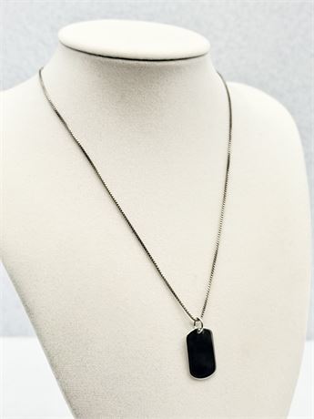 Sterling Silver Necklace With Tag Pendant