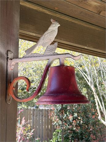Cast Iron Dinner Bell With Decorative Bird Bracket