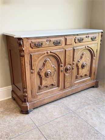 Solid Wood  Buffet Server With Marble Top