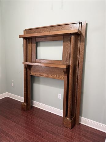 Tiger Oak Antique Fireplace Mantle