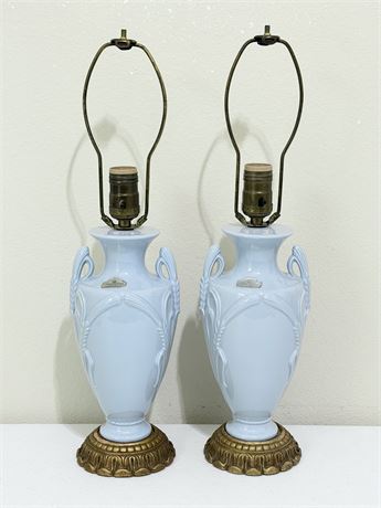 TEBOR CROWNFORD ~ Pair (2) Porcelain Ornate Table Lamps