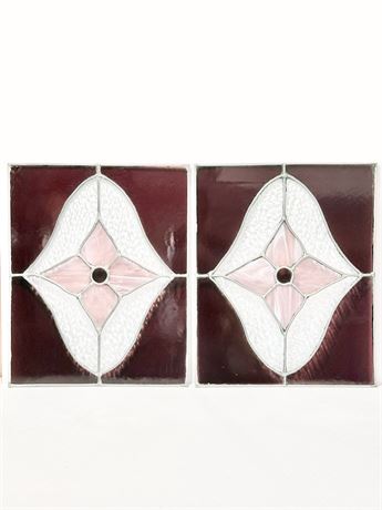 Pair (2) ~ 19” x 15” Stained Glass Panels