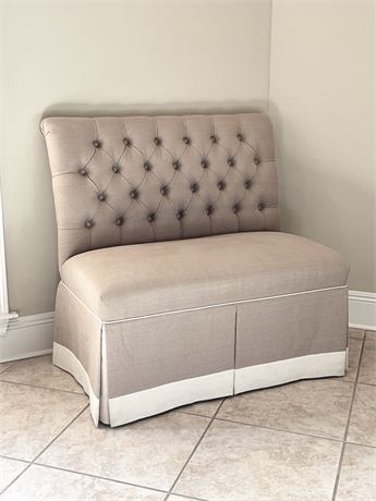 Tufted Burlap Upholstered Settee