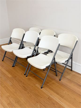 LIFETIME ~ White Folding Chairs ~ Set Of (6)