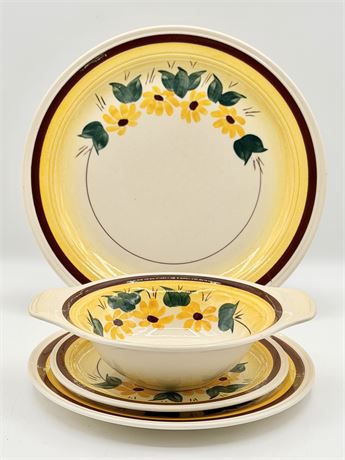 VERNON ~ Brown Eyed Susan ~ 4 Piece Service For 8 ~ 42 Total Pieces